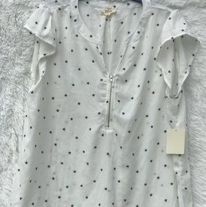 New Short Sleeve Blouse with Front Zipper